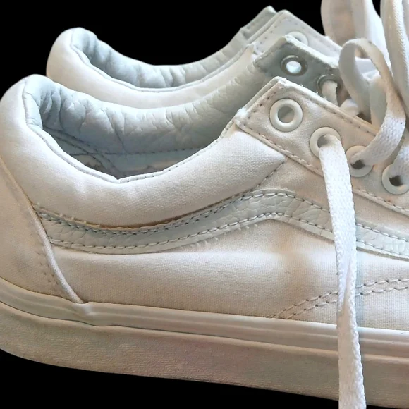 VANS Mens White Old Skool Canvas Shoes- Size US Men 7.5/Women 9 - Picture 10 of 14